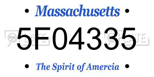 5F04335 Massachusetts License Plate
