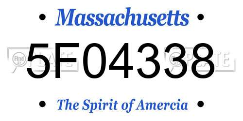 5F04338 Massachusetts License Plate