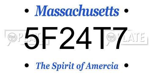 5F24T7 Massachusetts License Plate