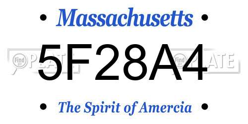 5F28A4 Massachusetts License Plate