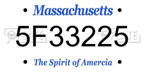 5F33225 Massachusetts License Plate