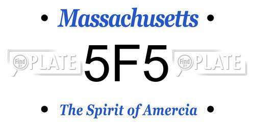 5F5 Massachusetts License Plate