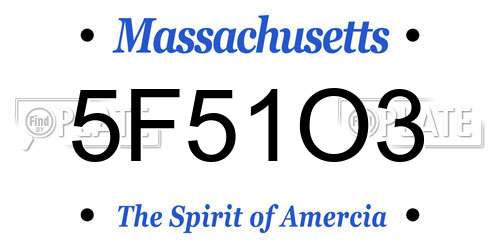 5F51O3 Massachusetts License Plate