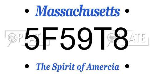 5F59T8 Massachusetts License Plate