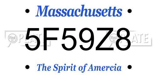 5F59Z8 Massachusetts License Plate