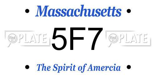 5F7 Massachusetts License Plate