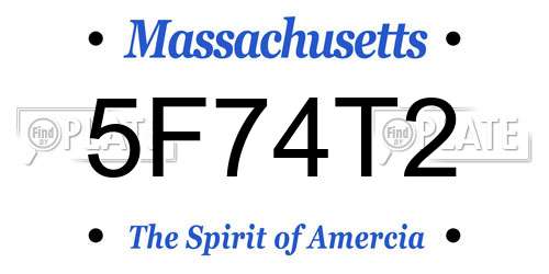 5F74T2 Massachusetts License Plate