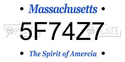 5F74Z7 Massachusetts License Plate