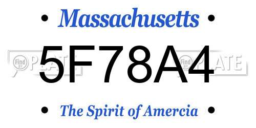 5F78A4 Massachusetts License Plate