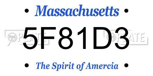 5F81D3 Massachusetts License Plate