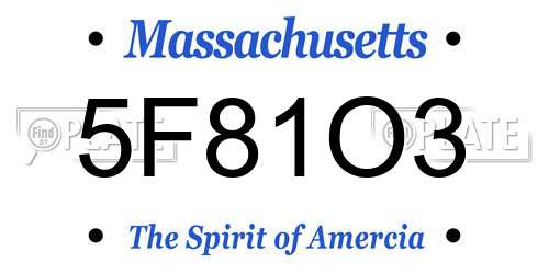 5F81O3 Massachusetts License Plate