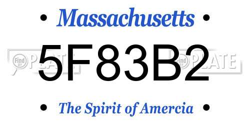 5F83B2 Massachusetts License Plate