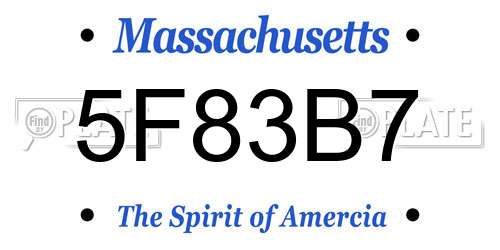 5F83B7 Massachusetts License Plate