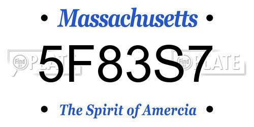 5F83S7 Massachusetts License Plate