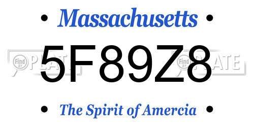 5F89Z8 Massachusetts License Plate