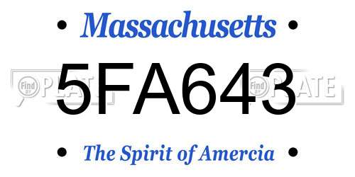 5FA643 Massachusetts License Plate