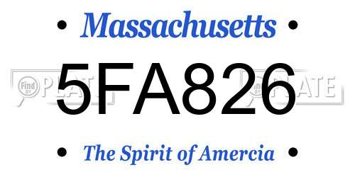 5FA826 Massachusetts License Plate