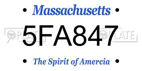 5FA847 Massachusetts License Plate