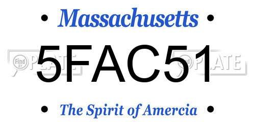 5FAC51 Massachusetts License Plate