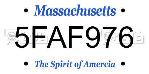 5FAF976 Massachusetts License Plate