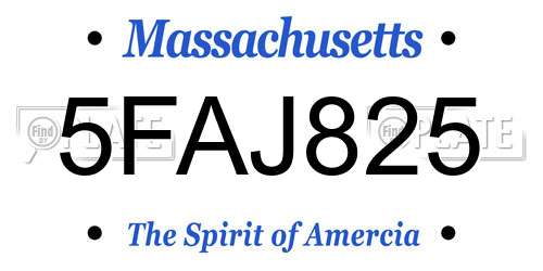 5FAJ825 Massachusetts License Plate