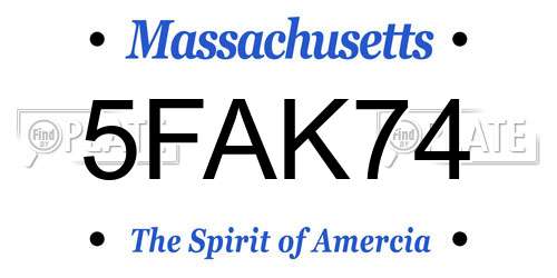 5FAK74 Massachusetts License Plate