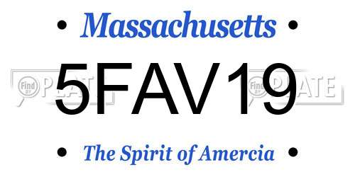 5FAV19 Massachusetts License Plate