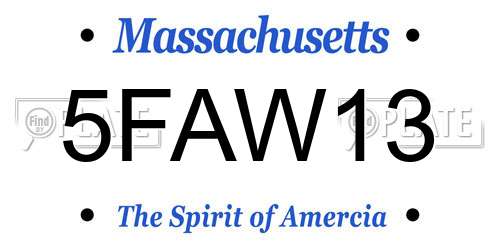 5FAW13 Massachusetts License Plate
