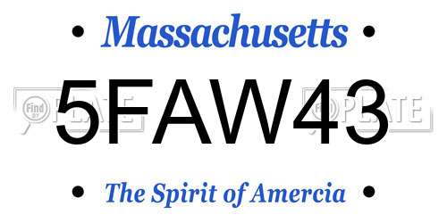 5FAW43 Massachusetts License Plate
