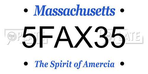 5FAX35 Massachusetts License Plate