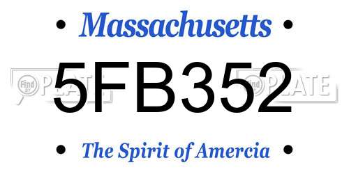 5FB352 Massachusetts License Plate