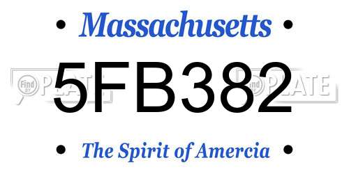 5FB382 Massachusetts License Plate