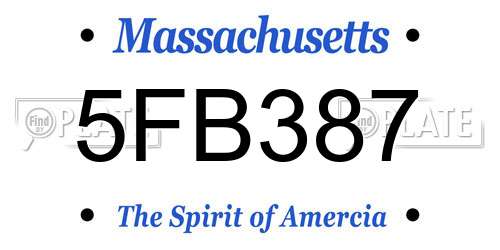 5FB387 Massachusetts License Plate