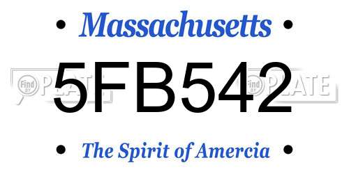 5FB542 Massachusetts License Plate