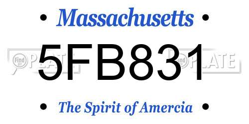 5FB831 Massachusetts License Plate