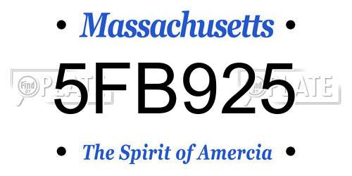 5FB925 Massachusetts License Plate