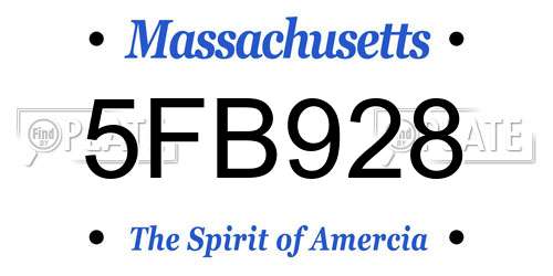 5FB928 Massachusetts License Plate
