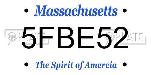 5FBE52 Massachusetts License Plate
