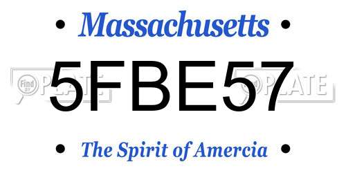 5FBE57 Massachusetts License Plate