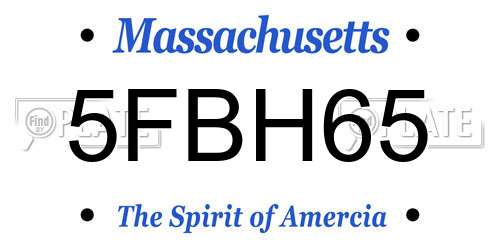 5FBH65 Massachusetts License Plate