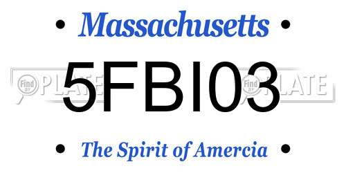 5FBI03 Massachusetts License Plate