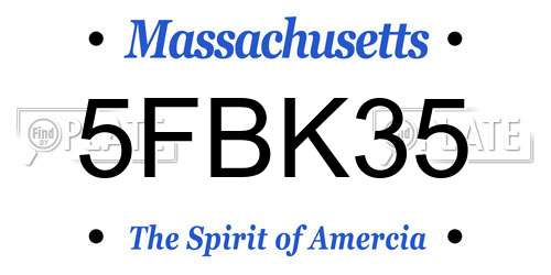 5FBK35 Massachusetts License Plate