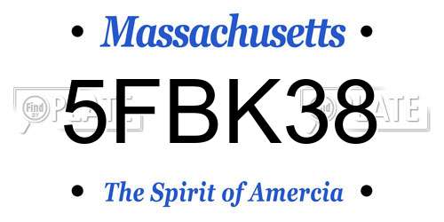 5FBK38 Massachusetts License Plate