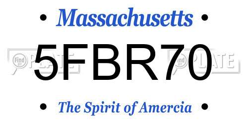 5FBR70 Massachusetts License Plate