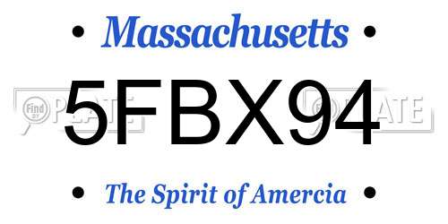 5FBX94 Massachusetts License Plate