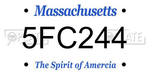 5FC244 Massachusetts License Plate