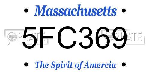 5FC369 Massachusetts License Plate