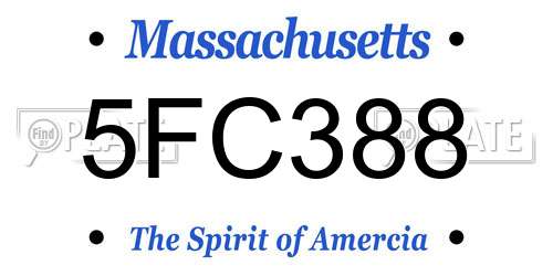 5FC388 Massachusetts License Plate