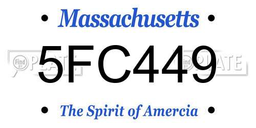 5FC449 Massachusetts License Plate