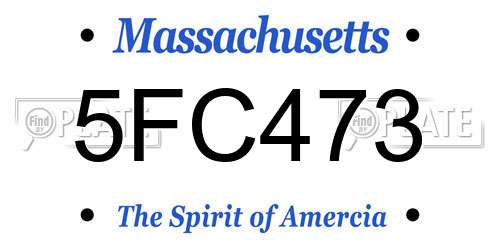 5FC473 Massachusetts License Plate